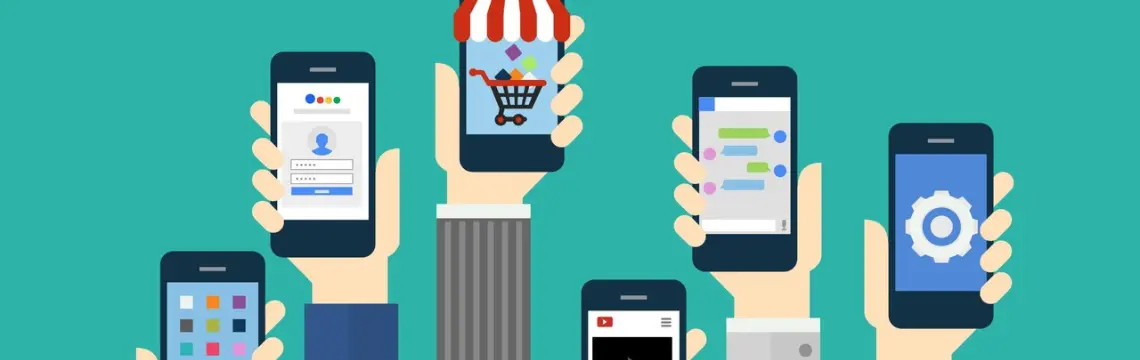 multiple hands holding smartphones by digital marketing expert in kochi